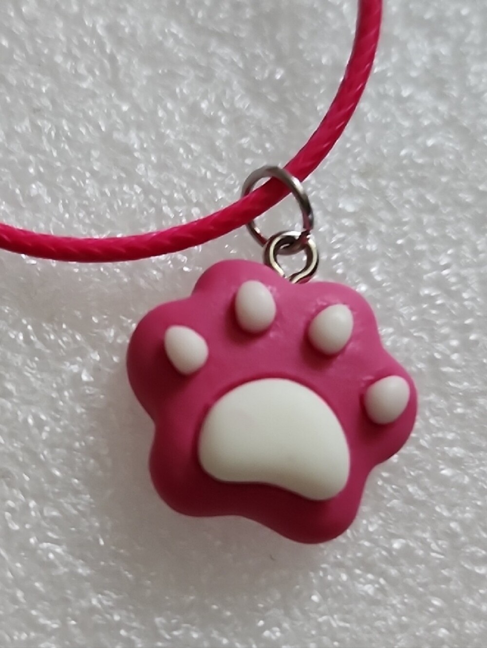 Hand Crafted Pink Paw Pendant Necklace